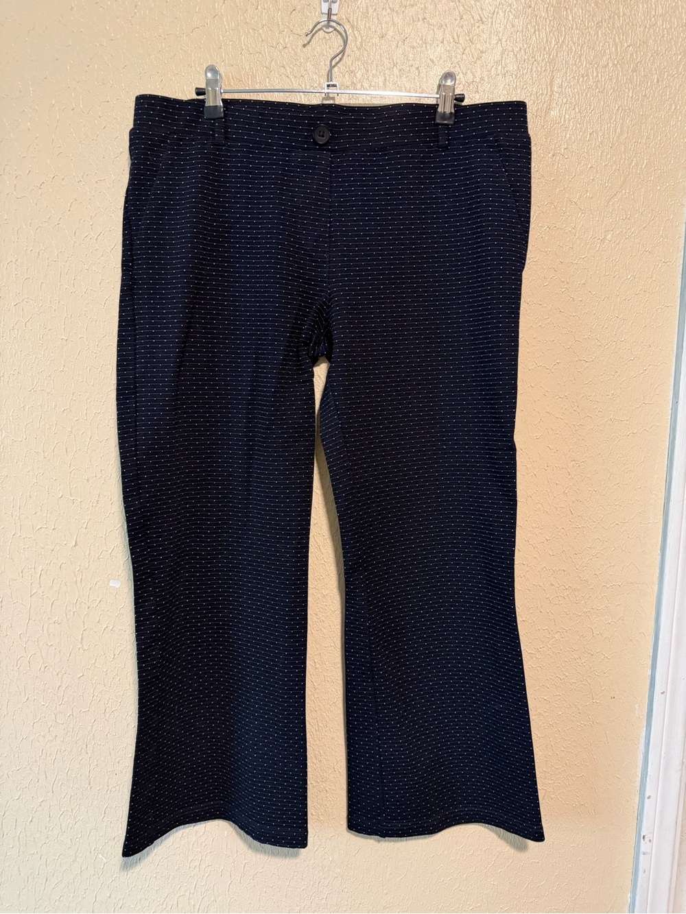 Betabrand Cropped‎ Pants Size XL Petite Pull On Stretchy Textured Wide Leg
